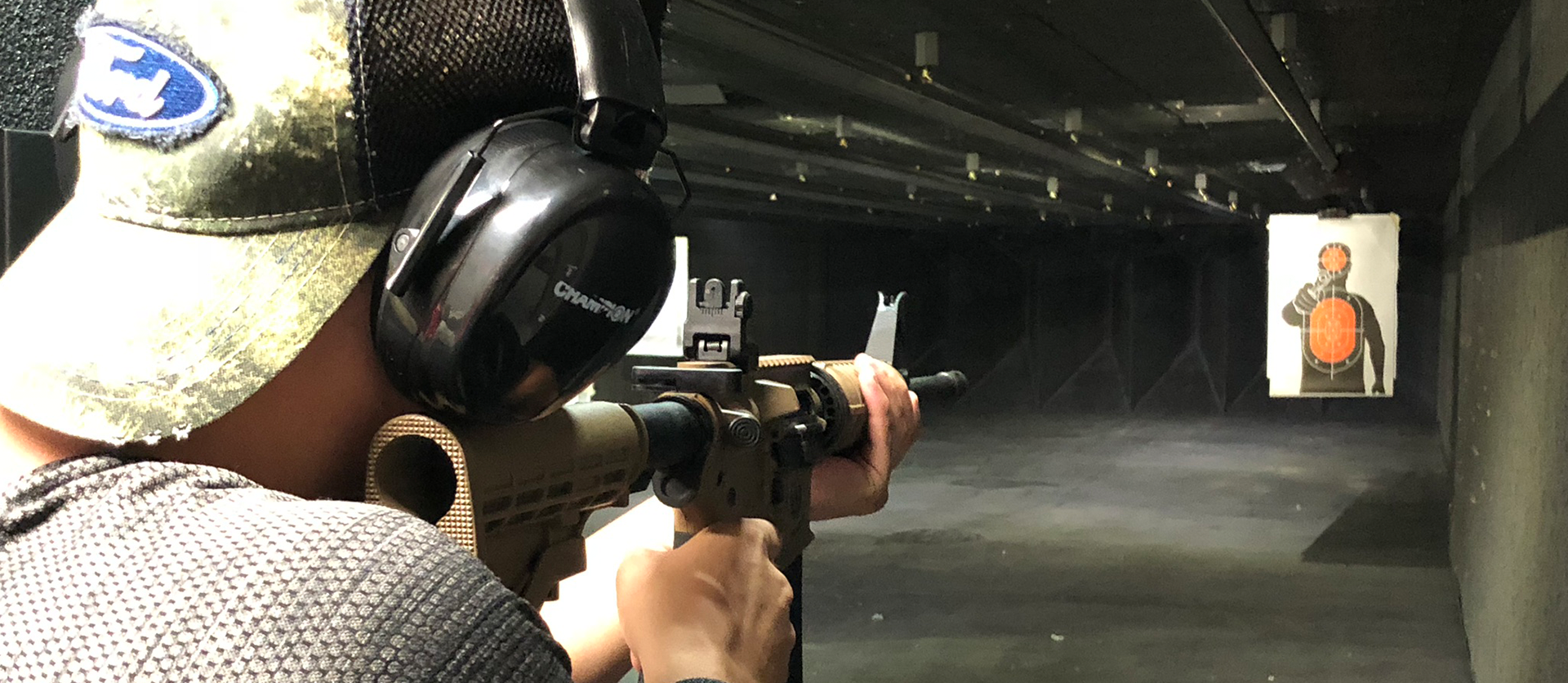 Shooter shooting with AR15 at Timberline Firearms