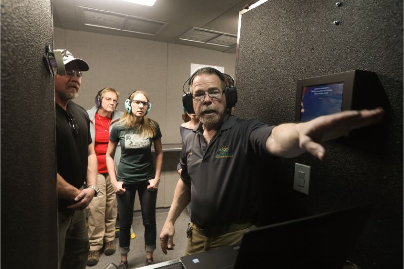 Shooting Range Instruction at Timberline Firearms by employee to guests.